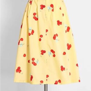 Yellow Cherry Print Skirt